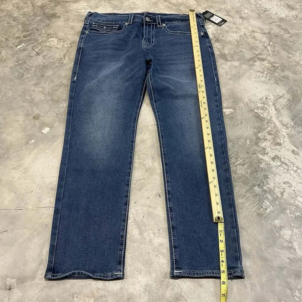 TRUE RELIGION Geno SN Flap Men’s Jeans Relaxed Slim Blue W34 L32 NWT